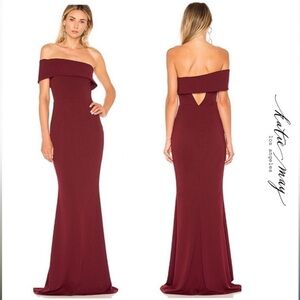 Katie May Titan One-Shoulder Cutout Crepe Gown